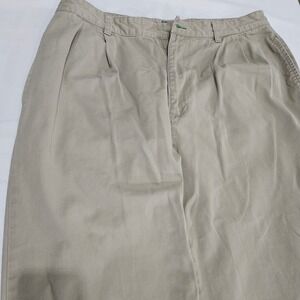 Tommy Hilfiger Mens Pleated Chino Pants Khaki Tan Cotton Twill 36x32 (Fits 36x30